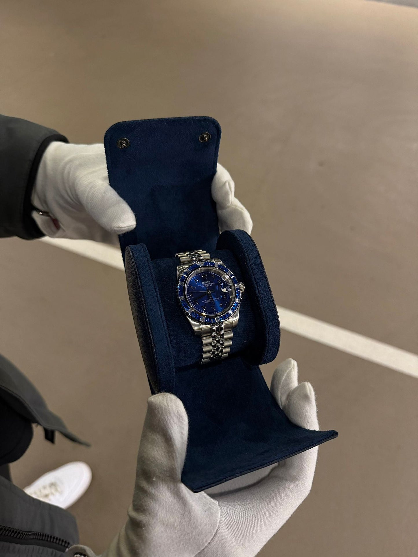 1 Slot Dark Blue Leather Box