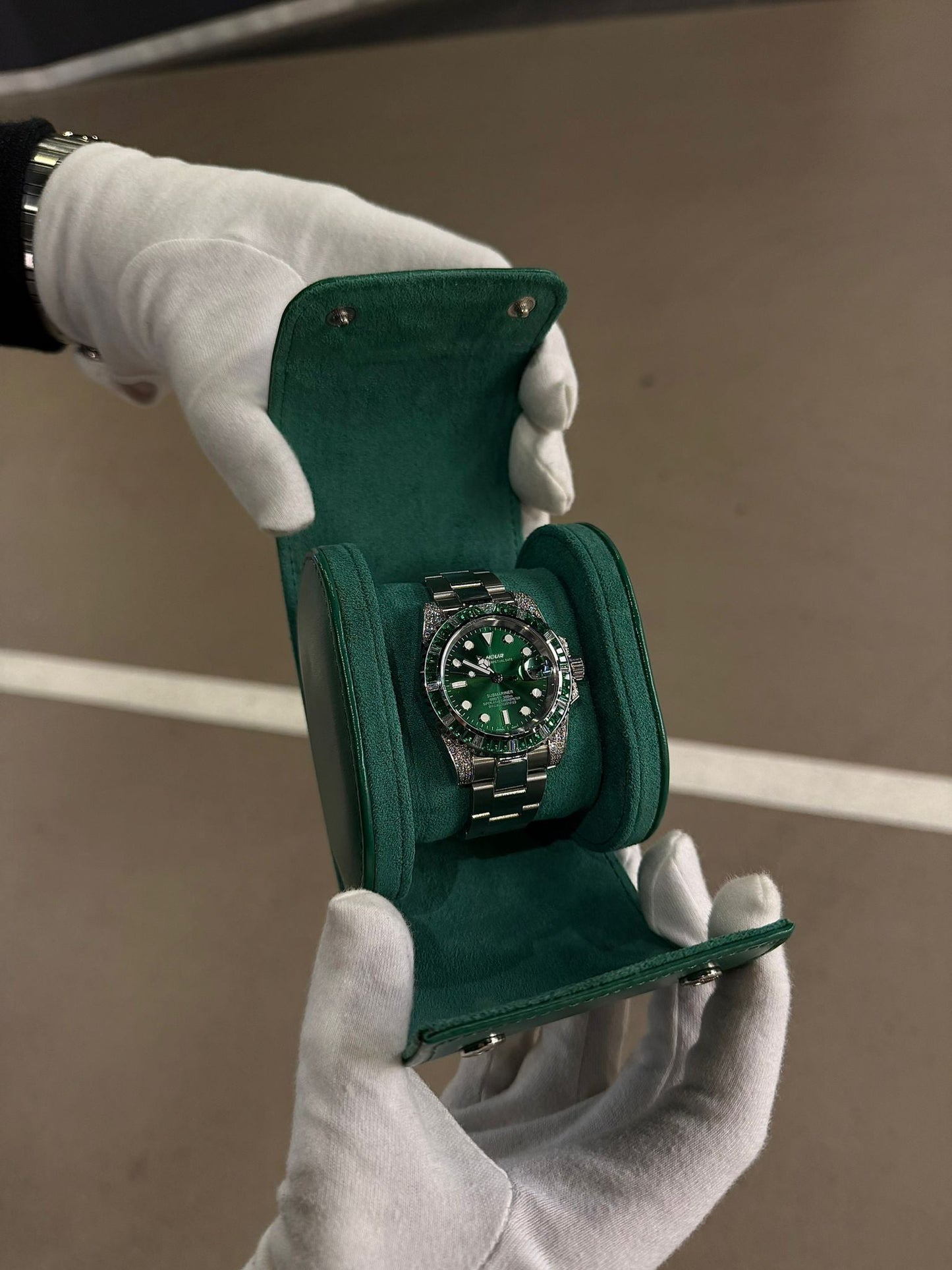 1 Slot Green Leather Box