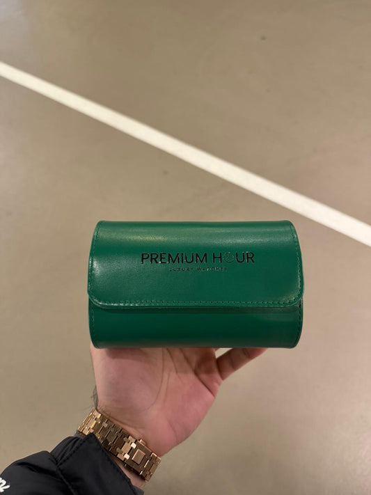 2 Slot Green Leather Box