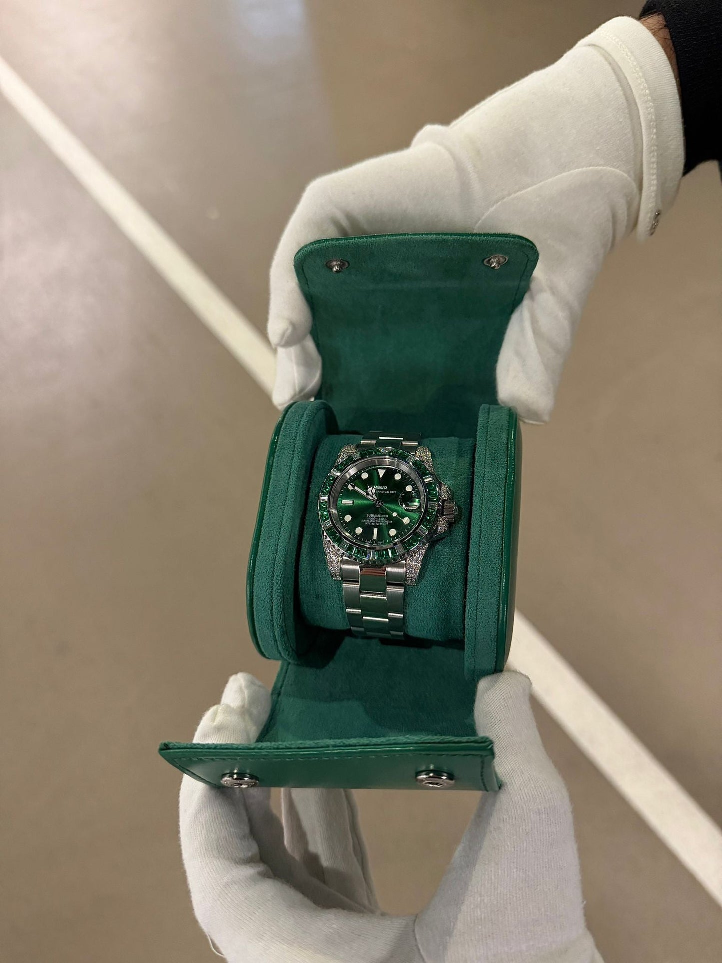 1 Slot Green Leather Box