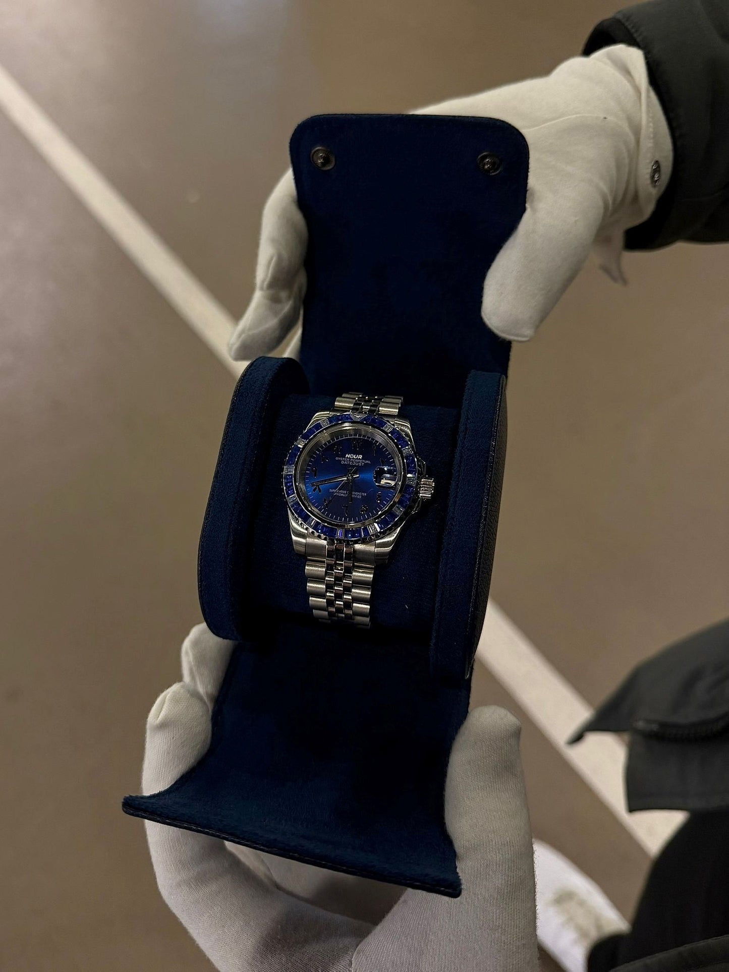 1 Slot Dark Blue Leather Box