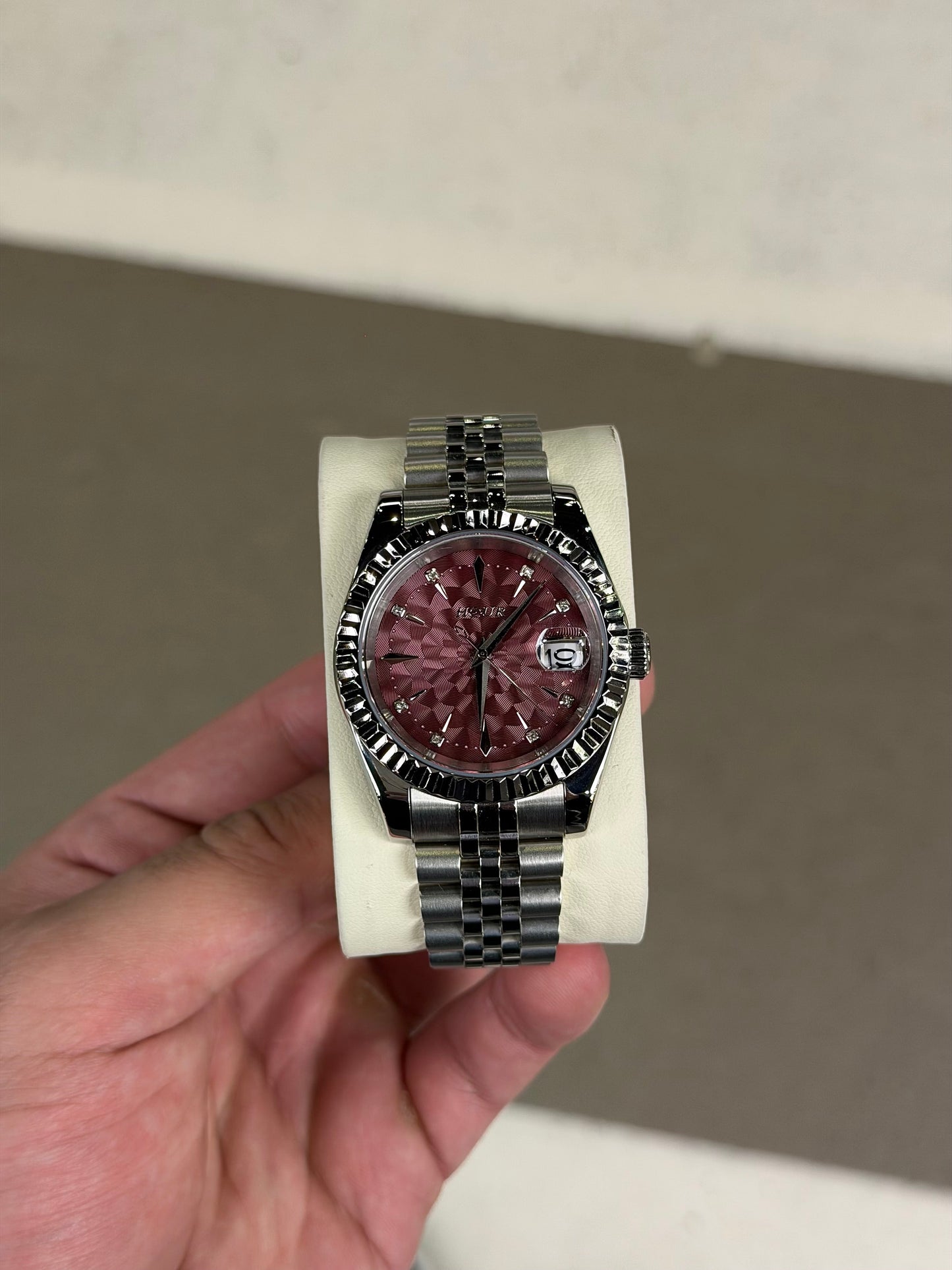Geometric Maroon Dial