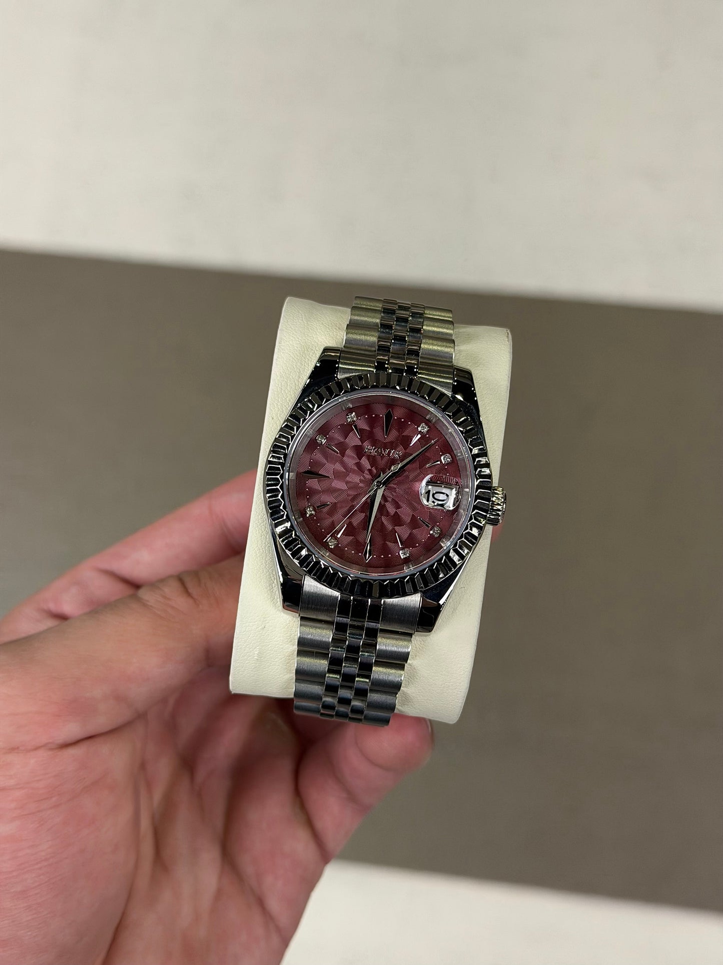 Geometric Maroon Dial