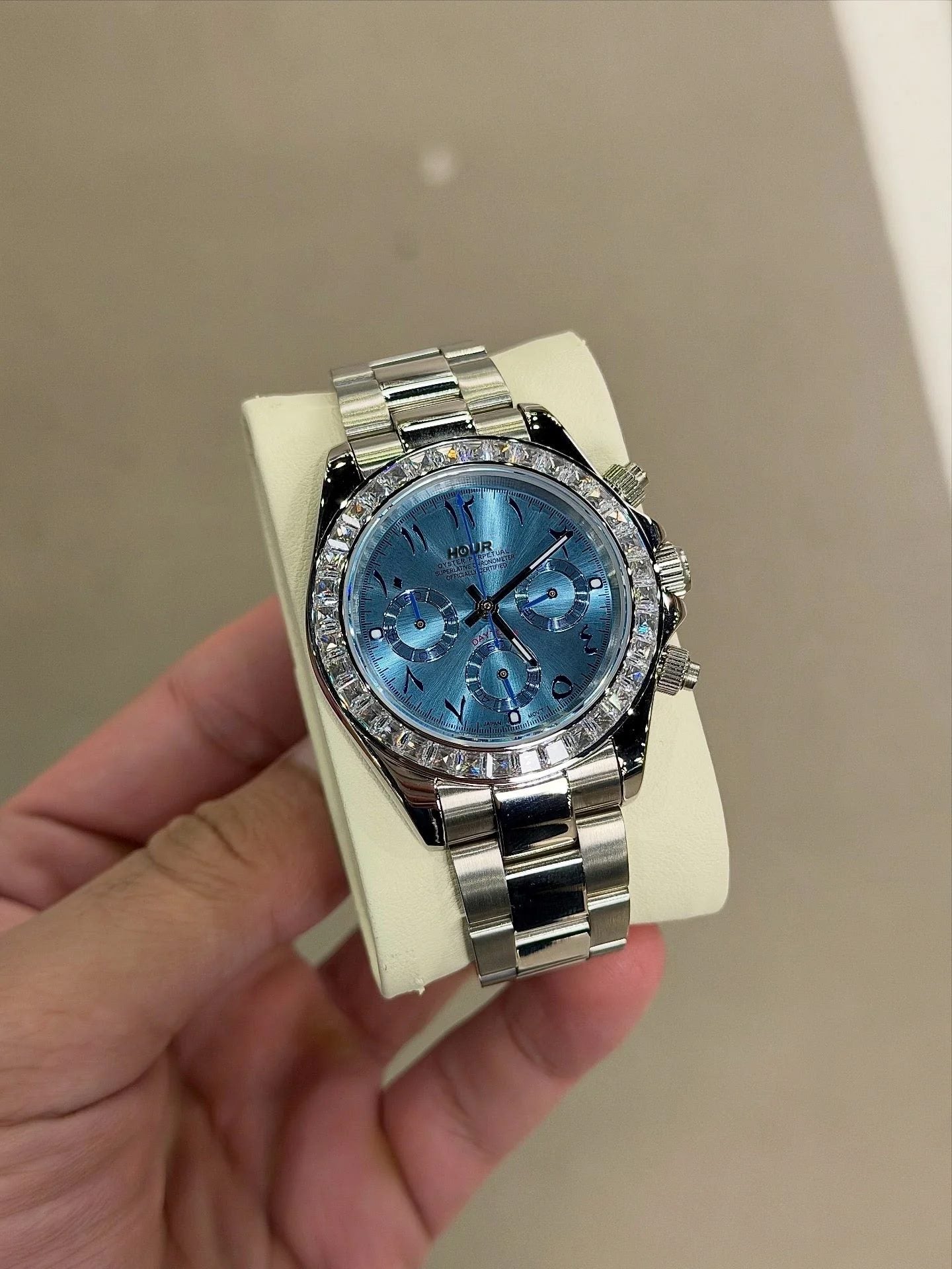Platinum Arabic Tiffany Blue Dial